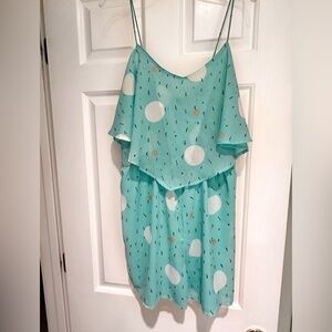 Atmosphere Teal Abstract Birds Sun Romper